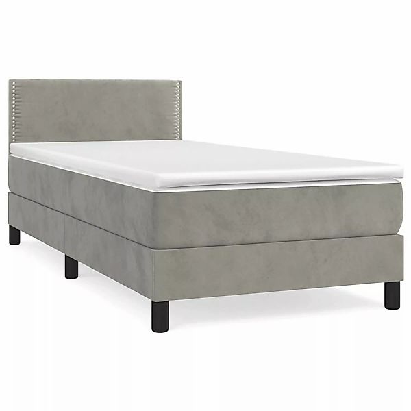 Vidaxl Boxspringbett Mit Matratze Hellgrau 80x200 Cm Samt günstig online kaufen