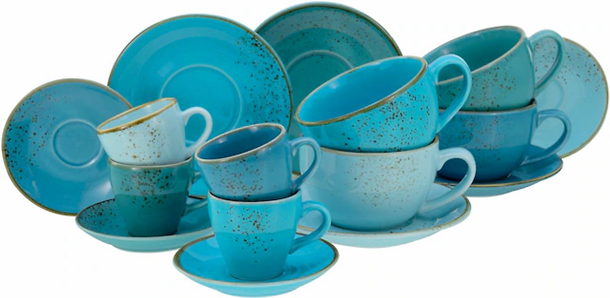 CreaTable Tasse »Tassen Set NATURE COLLECTION Aqua«, (Set, 16 tlg.), Bistro günstig online kaufen