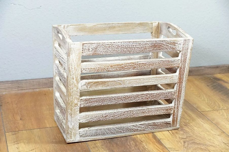 Zeitungsständer Kiste Box Holz Massivholz Mangoholz weiß Landhaus Washed ge günstig online kaufen