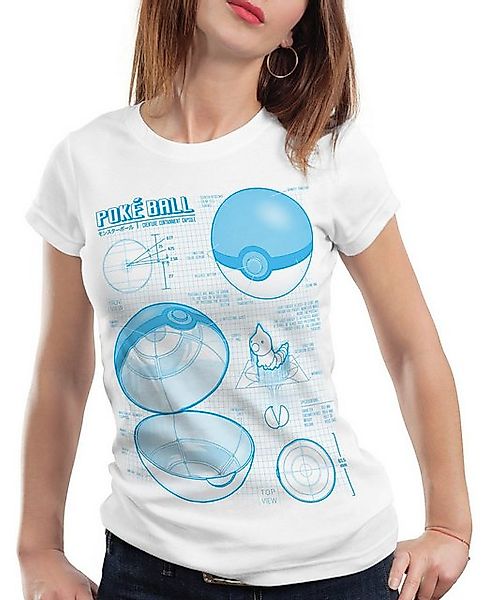 style3 T-Shirt Pokéball Blaupause monster spiel online pokemon günstig online kaufen