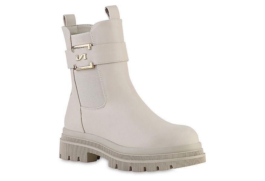 VAN HILL 841854 Plateaustiefelette Damen Plateau Boots Blockabsatz Schnalle günstig online kaufen