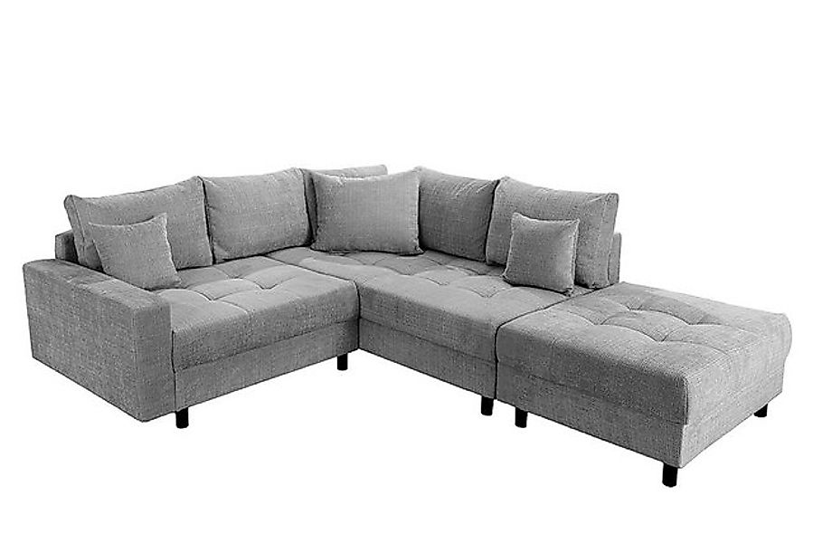 riess-ambiente Ecksofa KENT 220cm grau · Couch mit Chenille-Bezug und Hocke günstig online kaufen