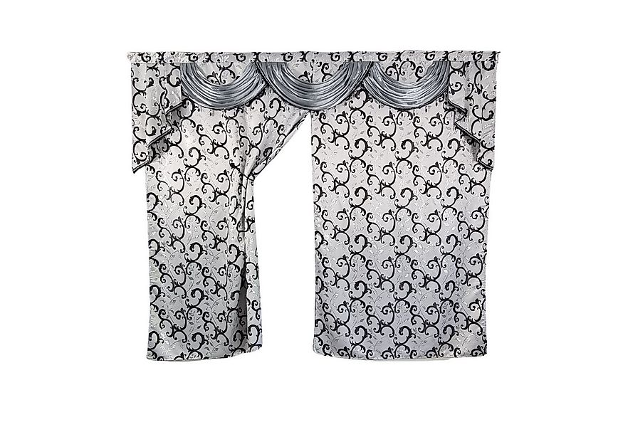 Gardinen by Justyna Verdunkelungsvorhang Grau Barock Gardine Blätter, Kräus günstig online kaufen