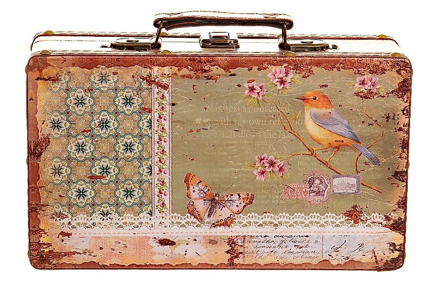 BIRENDY Dekoobjekt Truhe Kiste KD1290 Vogel Koffer Holztruhe mit Kunstleder günstig online kaufen