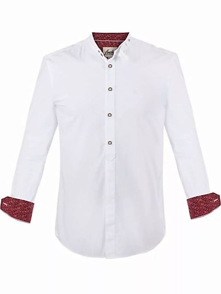 FUCHS Trachtenhemd Hemd Albert weiß-weinrot mit Stehkragen günstig online kaufen