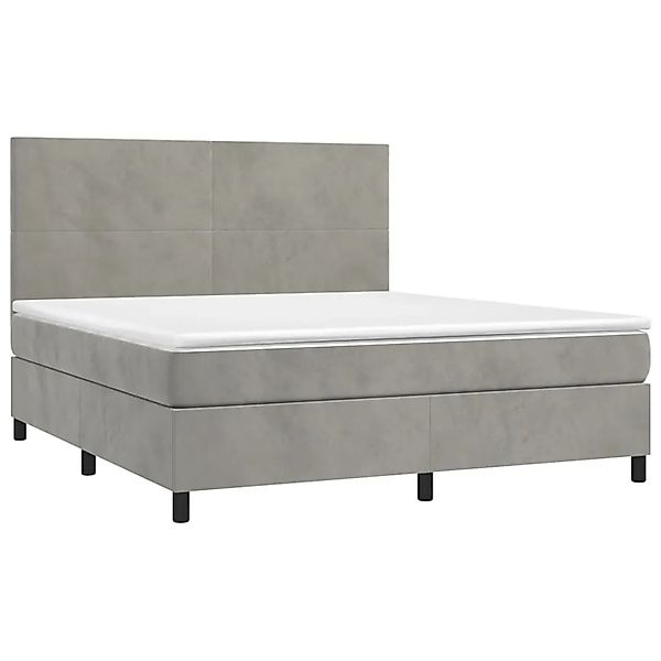 vidaXL Boxspringbett mit Matratze & LED Hellgrau 180x200 cm Samt 3136017 günstig online kaufen