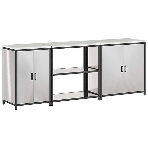 vidaXL Aufbewahrungsset für die Küche mit Regal 3 Stk Silber Edelstahl 3392 günstig online kaufen