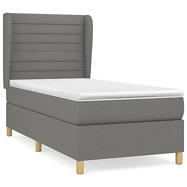 vidaXL Boxspringbett, Boxbett mit Matratze Dunkelgrau 90x200 cm Stoff günstig online kaufen