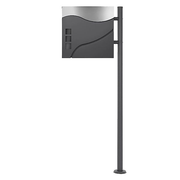 ECD Germany Standbriefkasten mit Zeitungsfach mit Pfosten Anthrazit 120cm günstig online kaufen