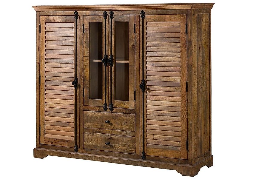 Massivmoebel24 Highboard (Massivholz), Highboard Mango 160x45x140 dunkelbra günstig online kaufen
