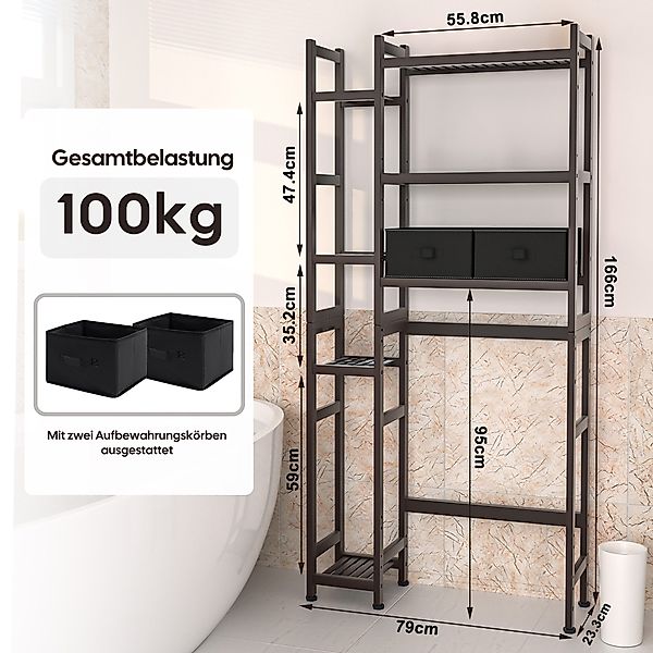 Yorbay Badregal Bambus Toilettenregal mit 7 günstig online kaufen