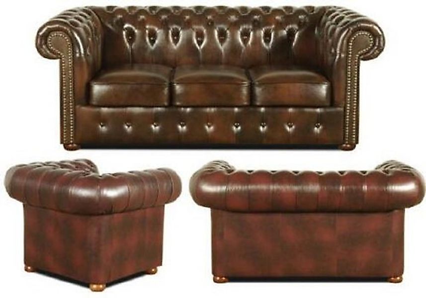 JVmoebel Sofa Chesterfield Sofagarnitur Polster 3+2+1 Garnitur 100% Leder S günstig online kaufen