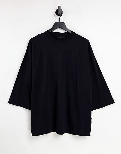 ASOS DESIGN – Langärmliges Oversize-Shirt in Schwarz mit weiten Ärmeln günstig online kaufen