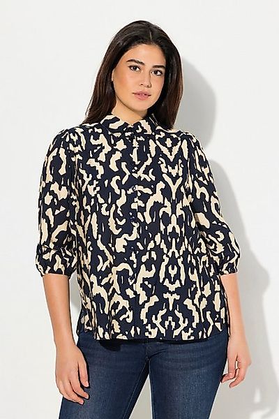 Ulla Popken Tunika Bluse Oversized Hemdkragen 3/4-Arm hinten länger günstig online kaufen