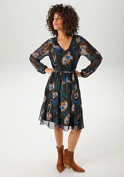 Aniston CASUAL Tunikakleid mit abnehmbarem Bindeband, mit grafischen Batik- günstig online kaufen