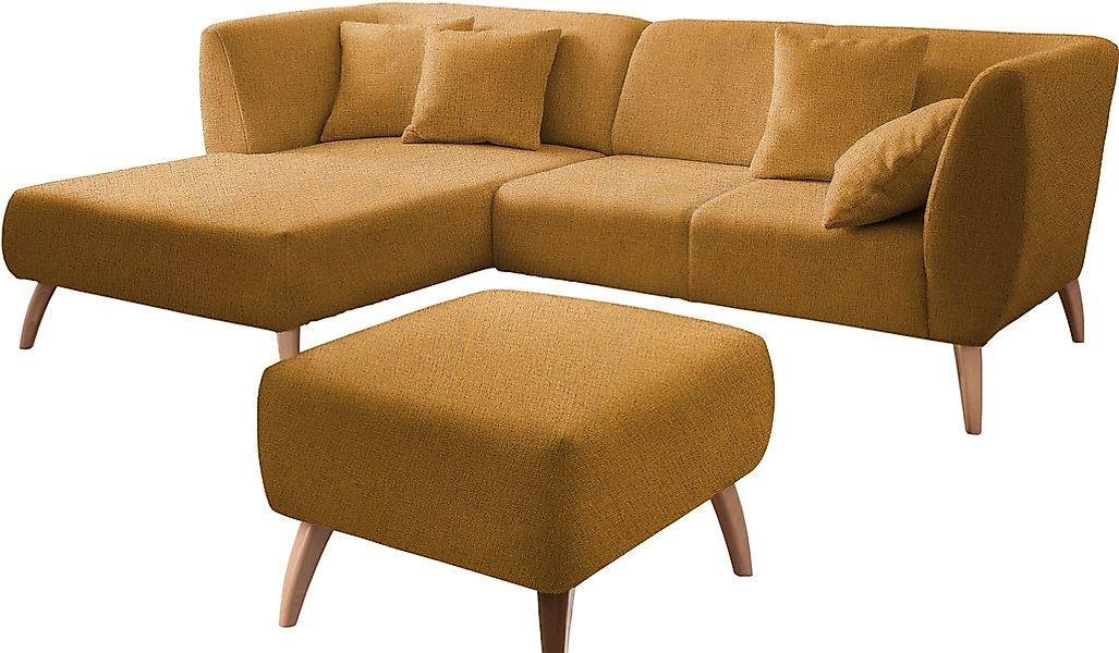 INOSIGN Ecksofa »Colori L-Form«, Holzfußfarbe wählbar, inkl. 4x Zierkissen günstig online kaufen