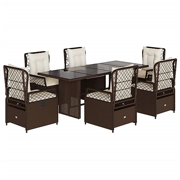 vidaXL 7-Tlg Garten-Essgruppe mit Kissen Braun Poly Rattan 3262926 günstig online kaufen
