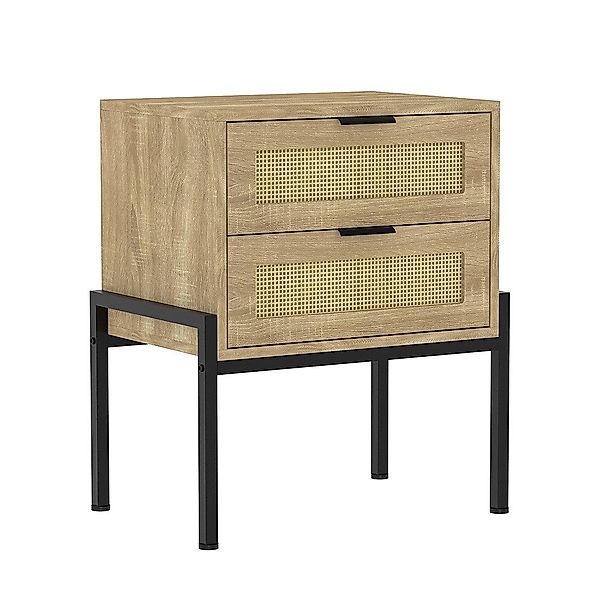 WAOHO Nachttisch Nachttisch Rattan, 2 Schubladen, günstig online kaufen