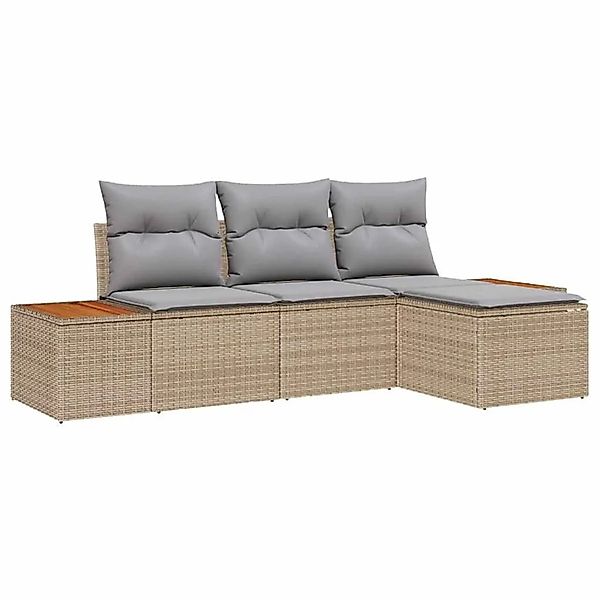 vidaXL Gartensofa-set mit Kissen 4-Tlg Beige und Hellgrau Poly-Rattan 33567 günstig online kaufen
