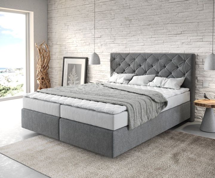 DELIFE Boxspringbett Dream-Great, Mikrofaser Anthrazit 160x200 günstig online kaufen
