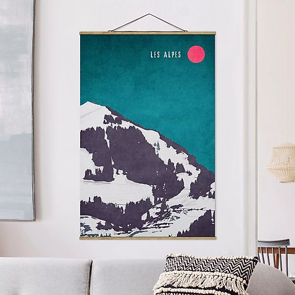 Stoffbild mit Posterleisten Alpen Retro günstig online kaufen