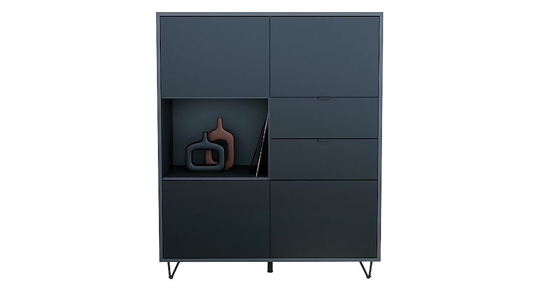 Vladon Highboard Marino V1 (Highboard mit 4 Tür Schwarz matt, 2 Schubladen günstig online kaufen