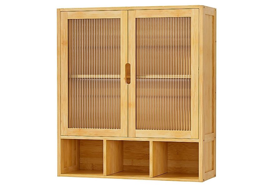 Yorbay Hängeschrank Bambus Badezimmerschrank (59x22x66 cm, Magnetverschluss günstig online kaufen
