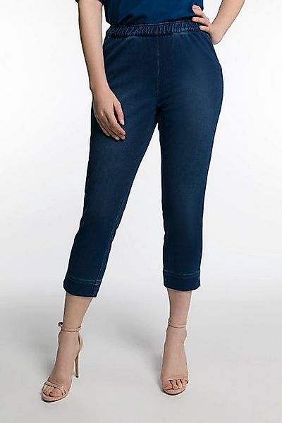 Ulla Popken Funktionshose Jersey-Capri Sienna schmales Bein Saumschlitze günstig online kaufen