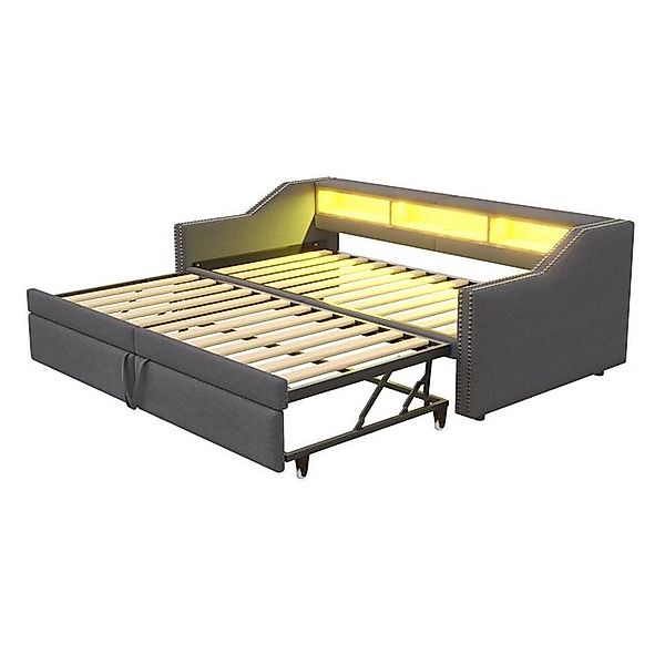 OKWISH Schlafsofa Polsterbett,mit USB-Anschluss, LED-Beleuchtung, Polsterbe günstig online kaufen