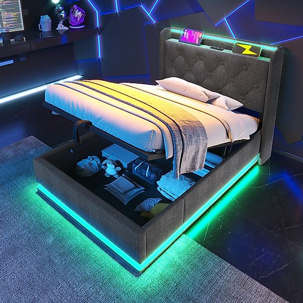 HAUSS SPOLE Polsterbett 90x200cm mit LED-Beleuchtung, günstig online kaufen