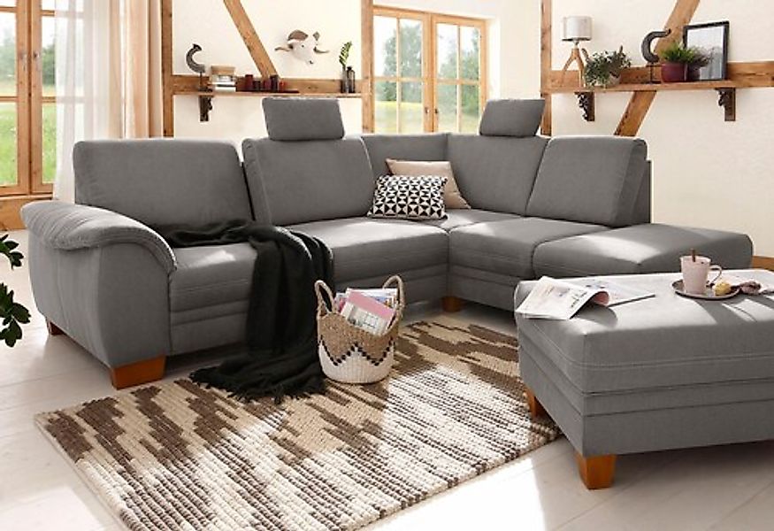 Home affaire Ecksofa »Husum L-Form« mit Sitztiefenverstellung, Federkern-Po günstig online kaufen
