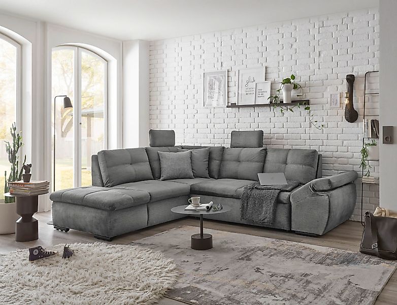 ED EXCITING DESIGN Ecksofa "Alija L-Form", mit Bettfunktion, Bettkasten, Ar günstig online kaufen