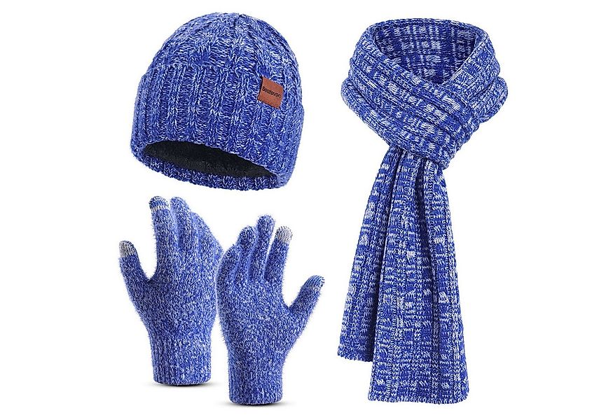 Mutig Mütze & Schal Mütze Schal Handschuh 3-Set,Gestrickt Touchscreen-Hands günstig online kaufen