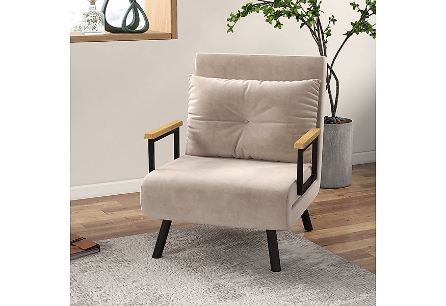 HOMCOM Sessel Gästebett mit Samtoptik, Rückenkissen, Polstersofa (Relaxsess günstig online kaufen