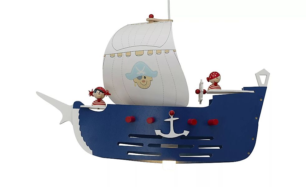 Pendelleuchte Piratenschiff Holz blau, weiß - mehrfarbig - 60 cm - 35 cm - günstig online kaufen