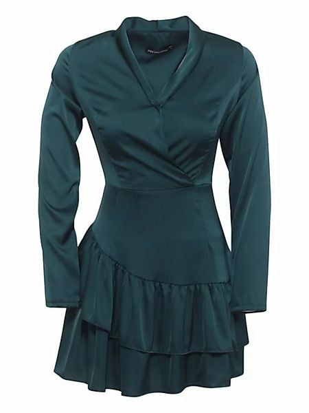 Freshlions Satinkleid Kleid 'Lya' L grün Rüschen, Taillentunnelzug günstig online kaufen