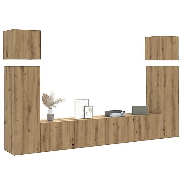 vidaXL Schrankmodule 8-tlg. TV-Schrank-Set Wandmontage Artisan-Eiche Holzwe günstig online kaufen
