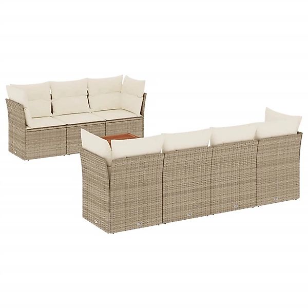 vidaXL 8-Tlg Garten-Sofagarnitur mit Kissen Beige Poly Rattan 3255834 günstig online kaufen