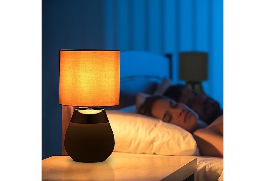 relaxdays Nachttischlampe Tischlampe mit Stoffschirm 2er Set, ohne Leuchtmi günstig online kaufen