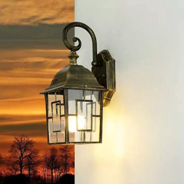 Rustikale Wandlampe Außen FRIESEN Gold Antik E27 günstig online kaufen