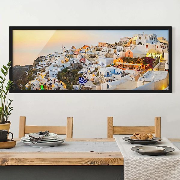 Bild mit Rahmen Architektur & Skyline - Panorama Strahlendes Santorin günstig online kaufen