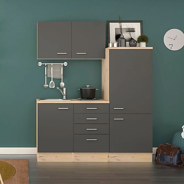 Flex-Well Küchenzeile "Morena", Gesamtbreite 160 cm, mit Einbau-Kühlschrank günstig online kaufen