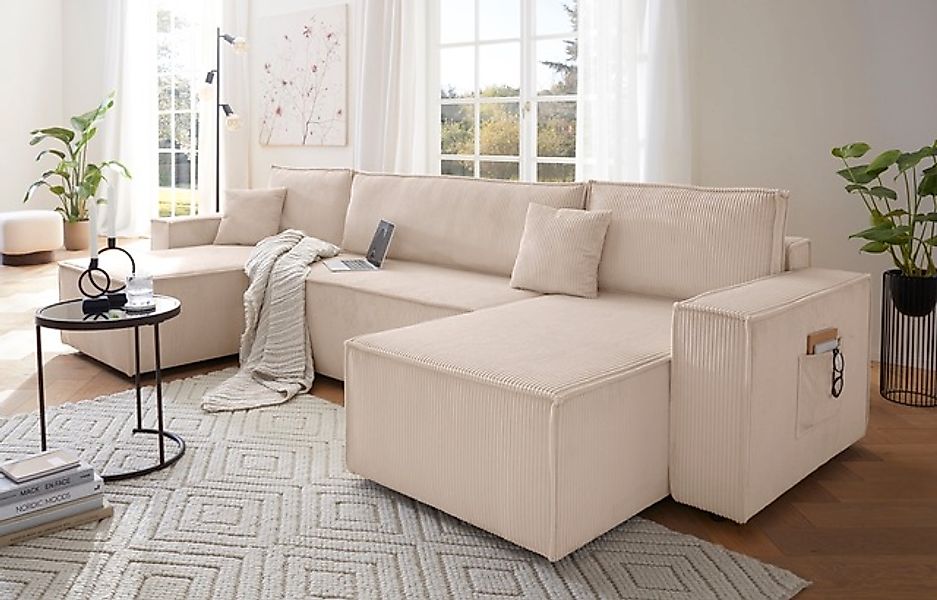 OTTO home Wohnlandschaft »CASSI, 311 cm, U-Form, Schlafsofa, Dauerschläfer, günstig online kaufen