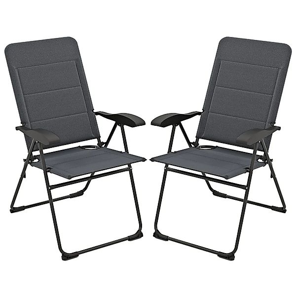 Costway 2er Set Gartenstühle Klappbar mit 7-Fach Rückenlehne Grau günstig online kaufen