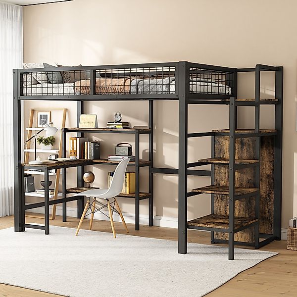 STILVORA Hochbett 90×200 mit Schreibtisch,Jugendbett mit günstig online kaufen