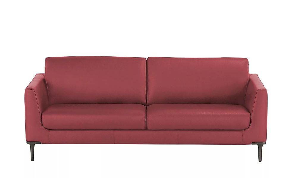 Ledersofa - rot - 211 cm - 85 cm - 92 cm - Polstermöbel > Sofas > 2-Sitzer günstig online kaufen