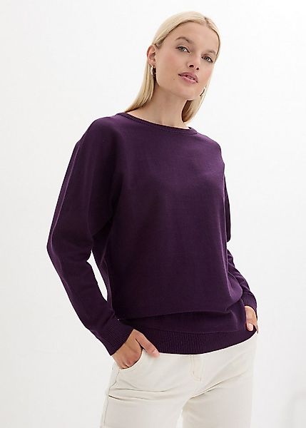 bonprix Strickpullover aus Baumwolle und Polyamid, mit Fledermausärmeln, mi günstig online kaufen