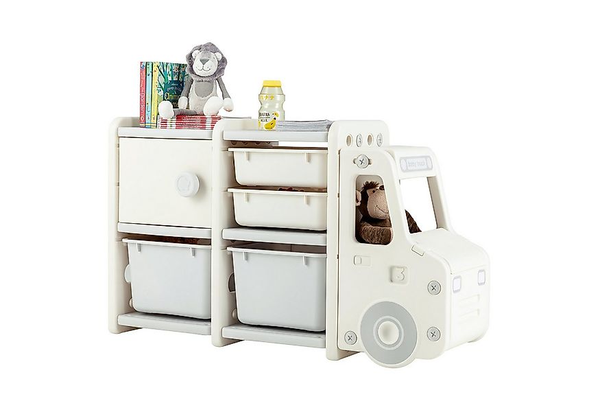 COSTWAY Spielzeugtruhe Kinderregal groß, 2 Ebenen, 110 x 32 x 66 cm günstig online kaufen