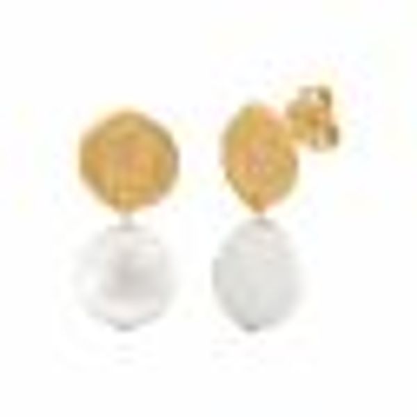 Ohrstecker 925 Silber vergoldet gehämmerter Coin und Süßwasserzucht Perle günstig online kaufen