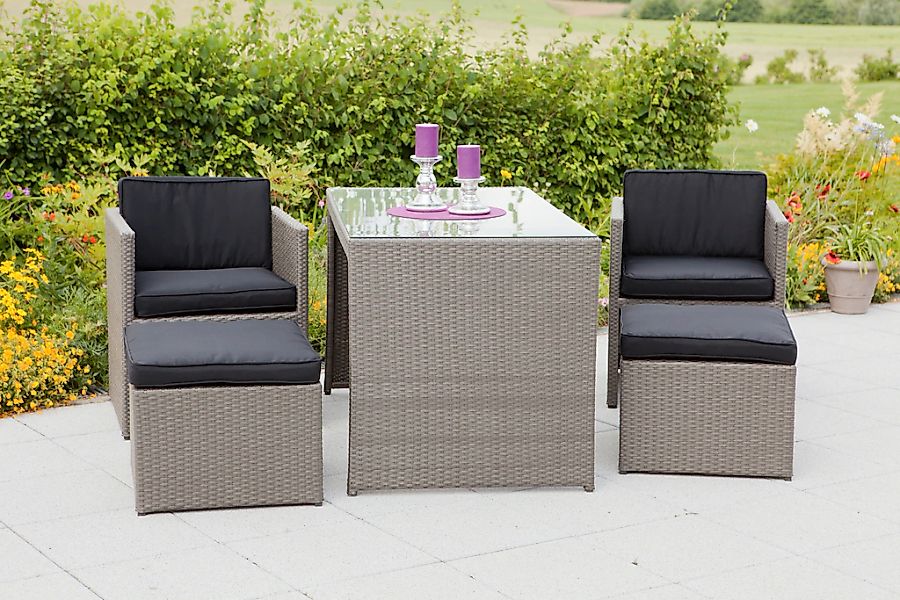 MERXX Garten-Essgruppe "Merano", (11 tlg.), 2 Sessel, 2 Hocker, Tisch 128x7 günstig online kaufen